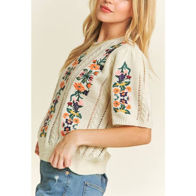 CUTEST FLORAL EMBROIDERY SWEATER