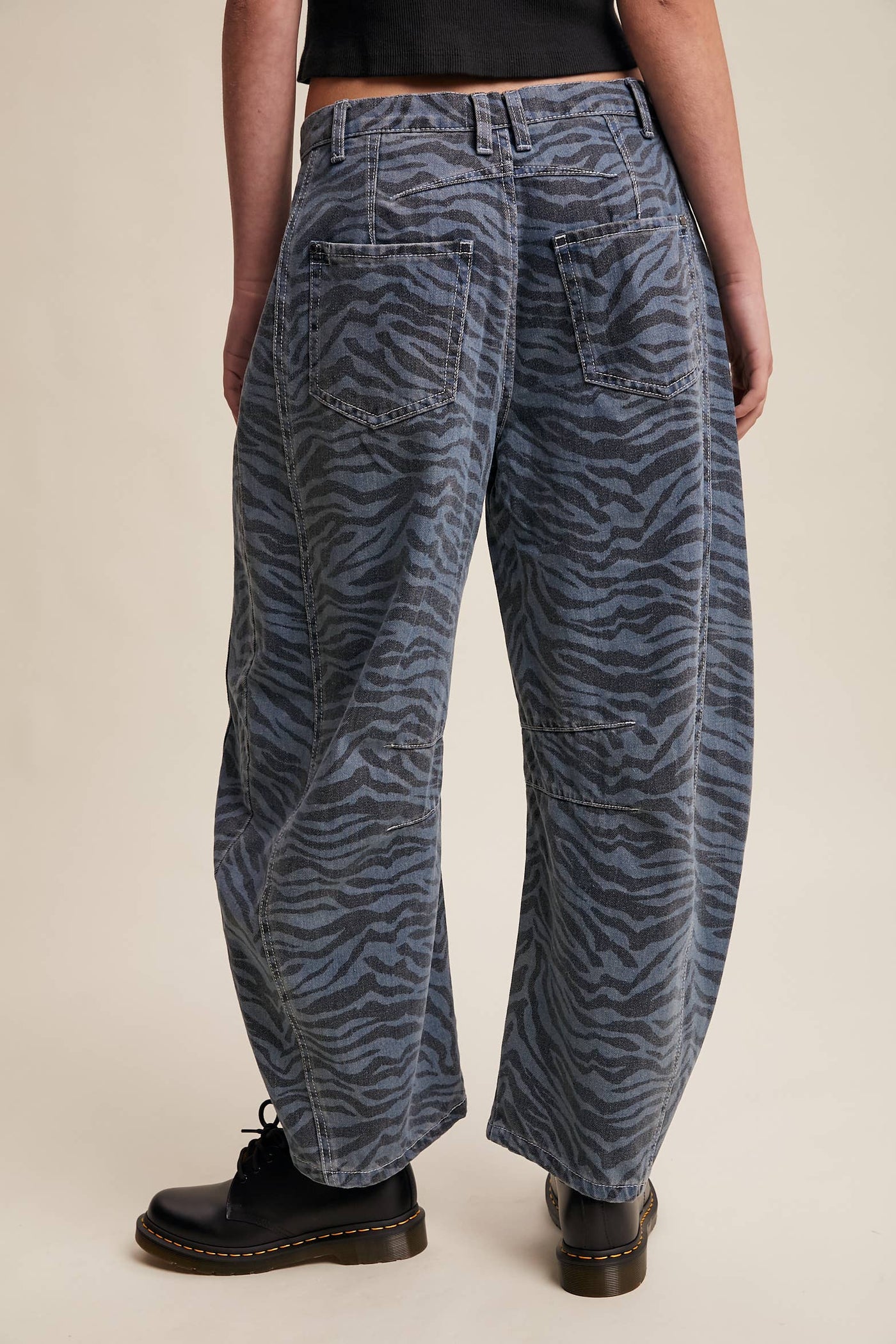 Zebra Print Barrel Jeans