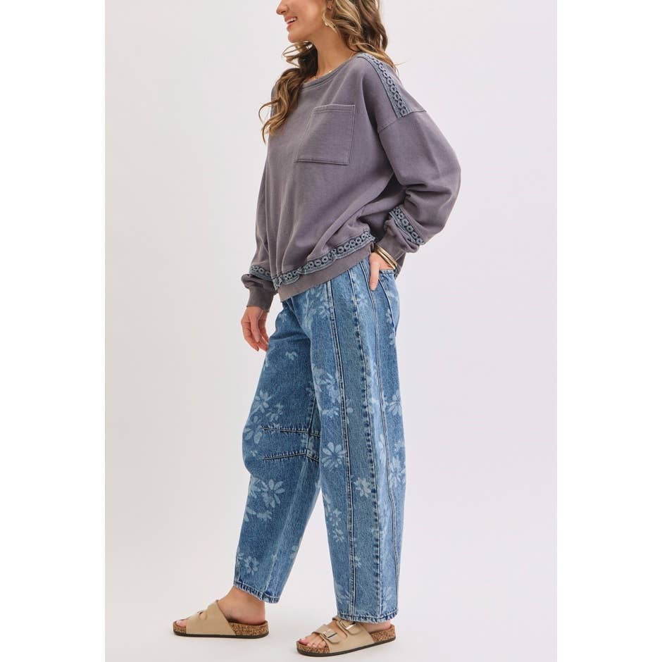 Floral Barrel Jeans