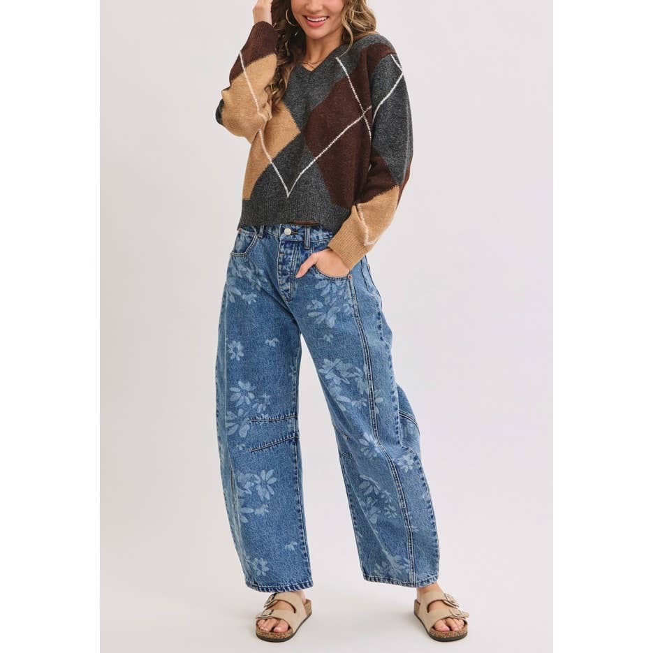 Floral Barrel Jeans