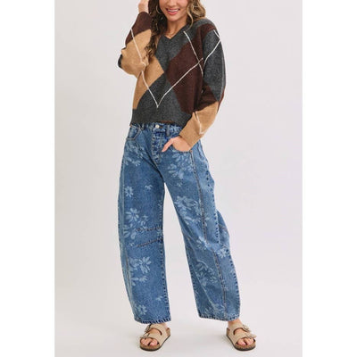 Floral Barrel Jeans