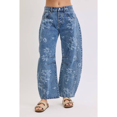 Floral Barrel Jeans