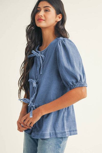 Hattie Peplum Denim Shirt