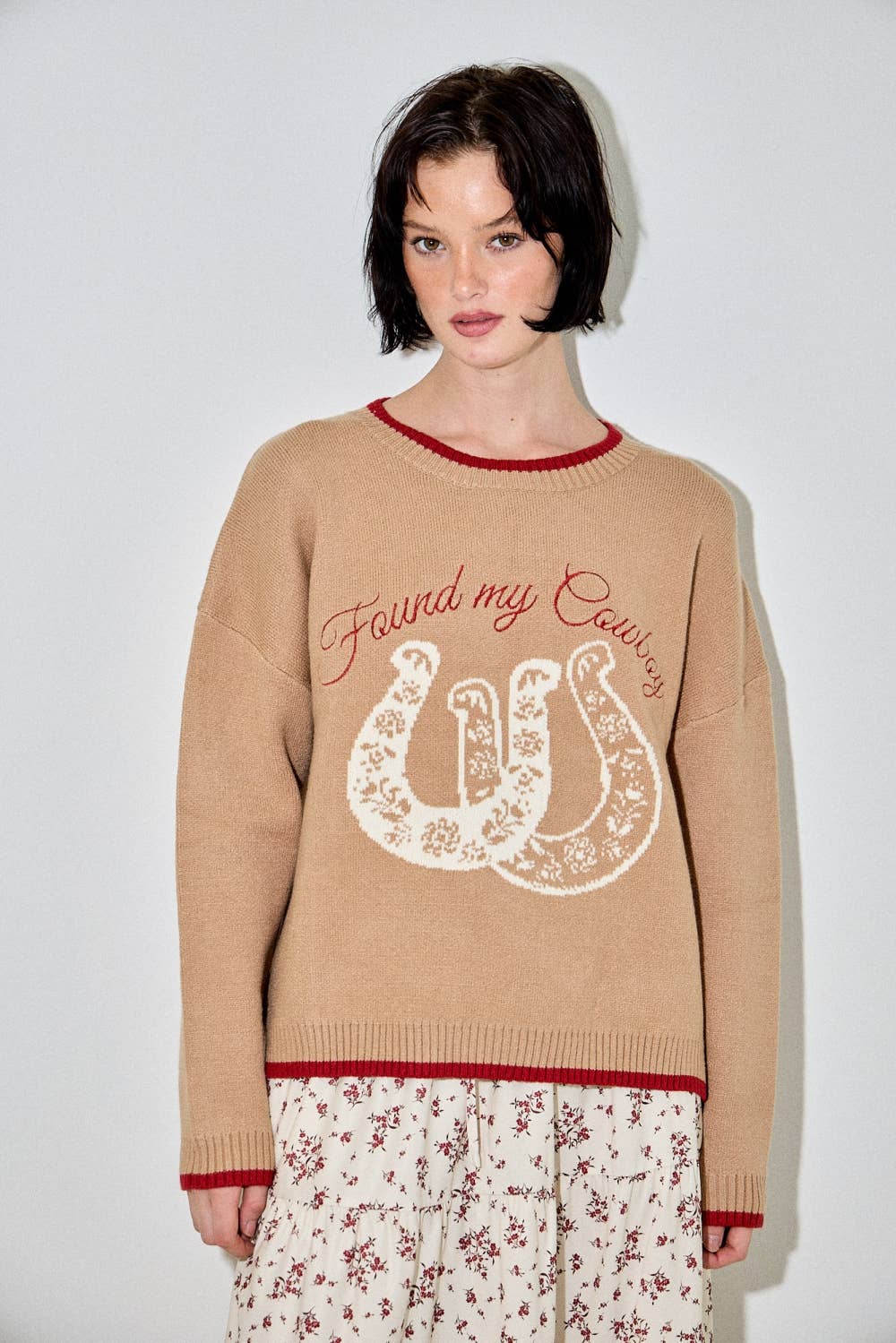 FOUND MY COWBOY PRINTED SWEATER