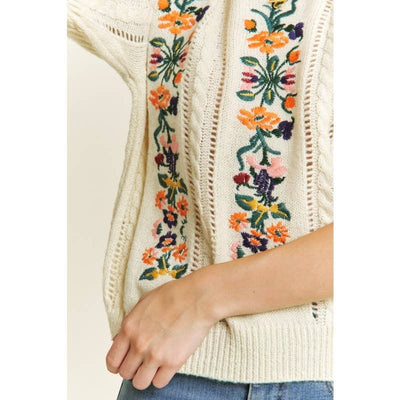 CUTEST FLORAL EMBROIDERY SWEATER
