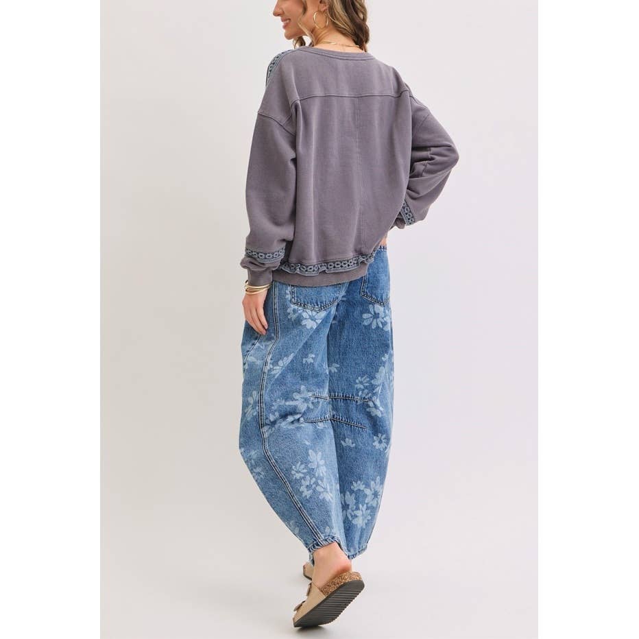 Floral Barrel Jeans