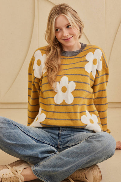 Josephine Daisy Patched Striped Sweater