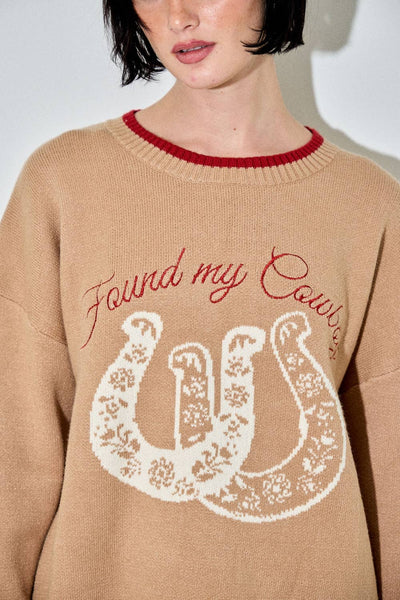 FOUND MY COWBOY PRINTED SWEATER