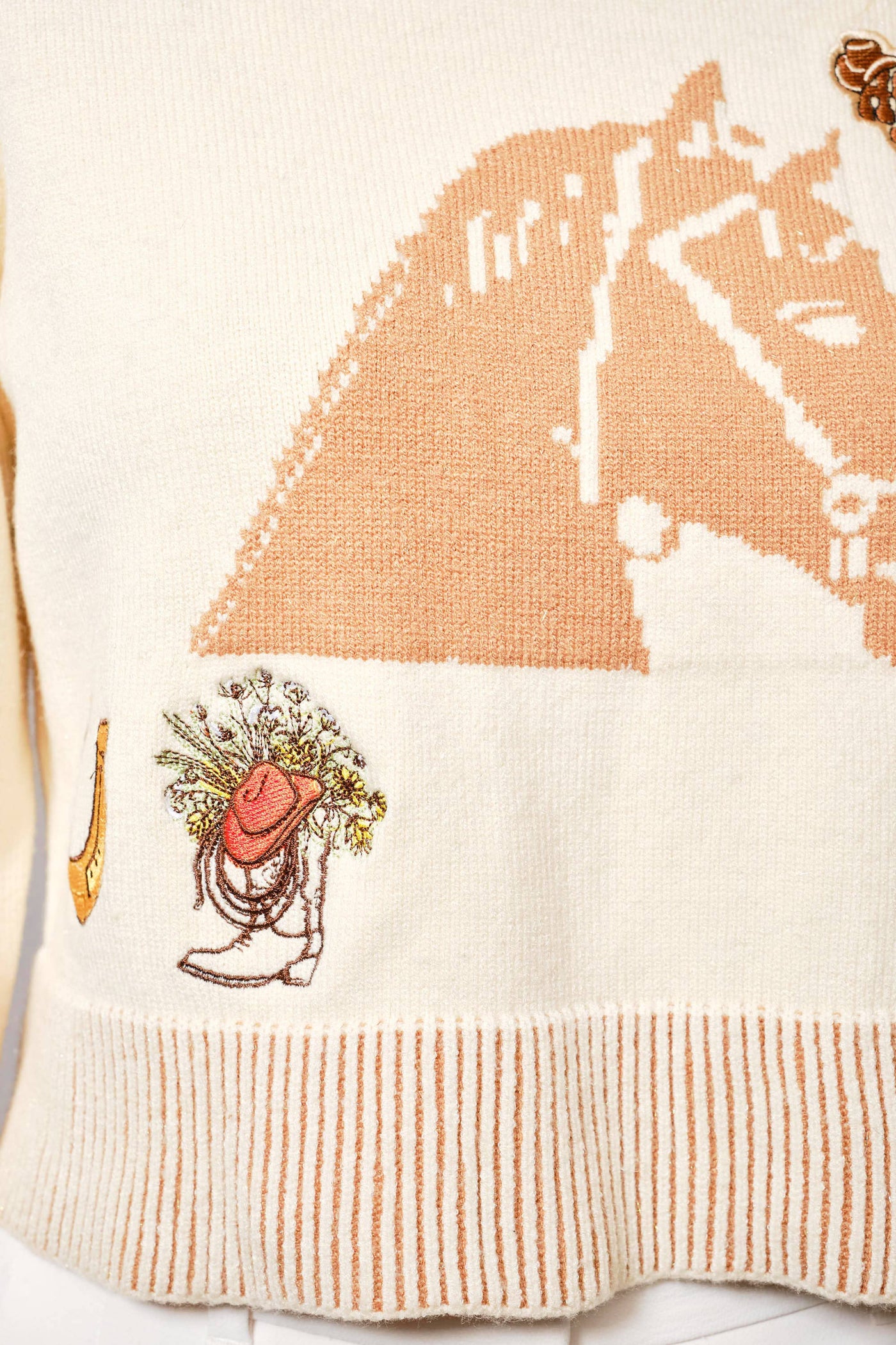 Old English Horse Graphic Western Patch Sweater