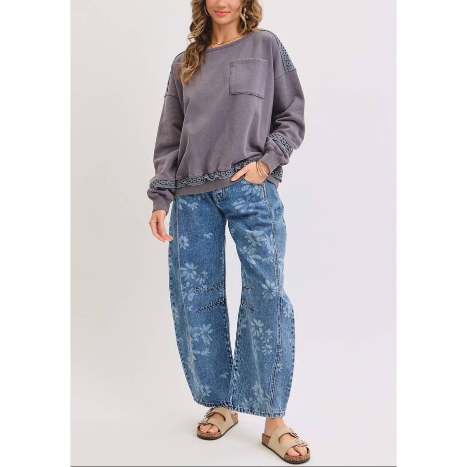 Floral Barrel Jeans