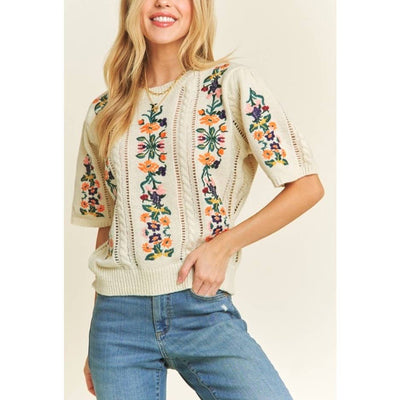 CUTEST FLORAL EMBROIDERY SWEATER
