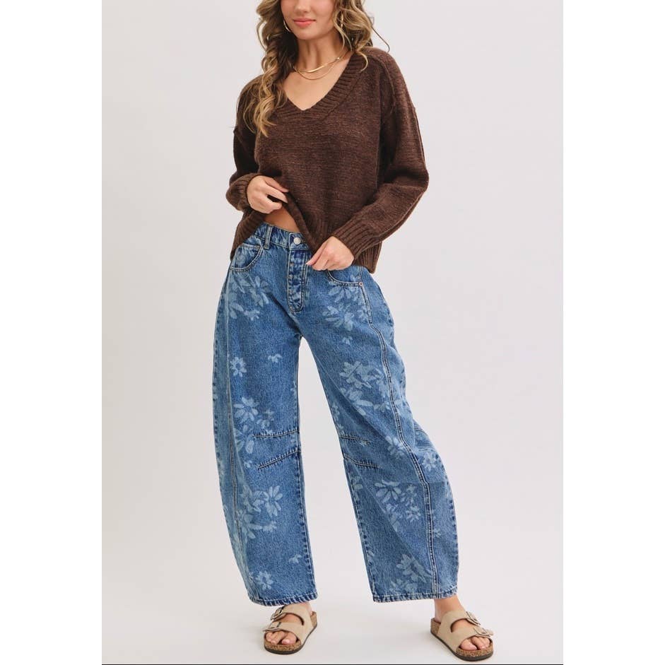 Floral Barrel Jeans
