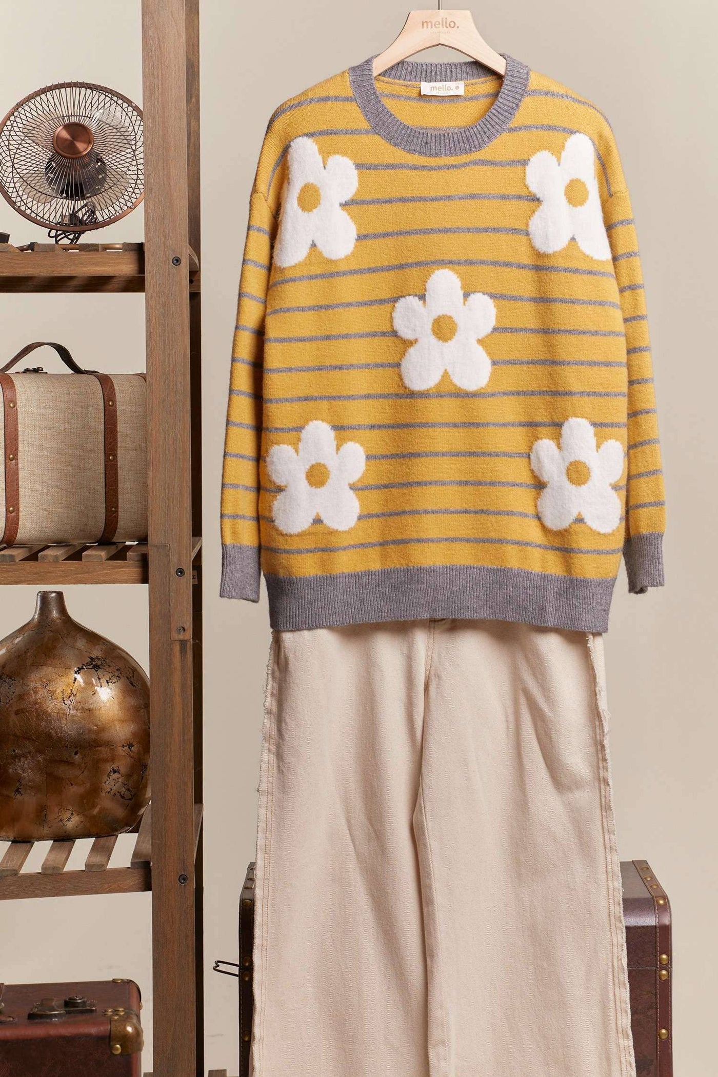 Josephine Daisy Patched Striped Sweater