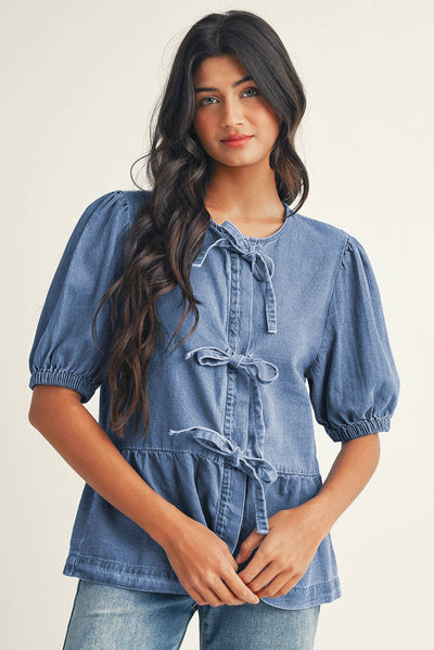 Hattie Peplum Denim Shirt