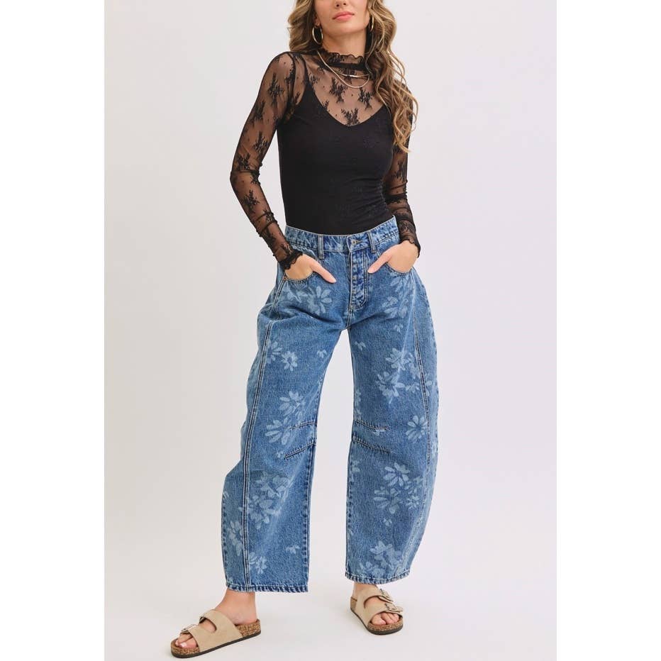 Floral Barrel Jeans