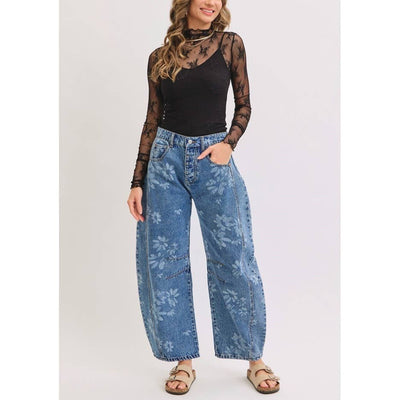 Floral Barrel Jeans