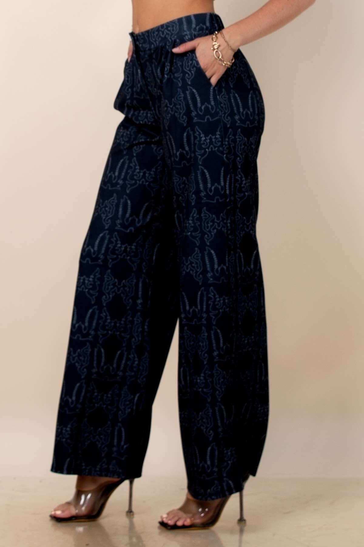 Western Boots Stitch Print Pants