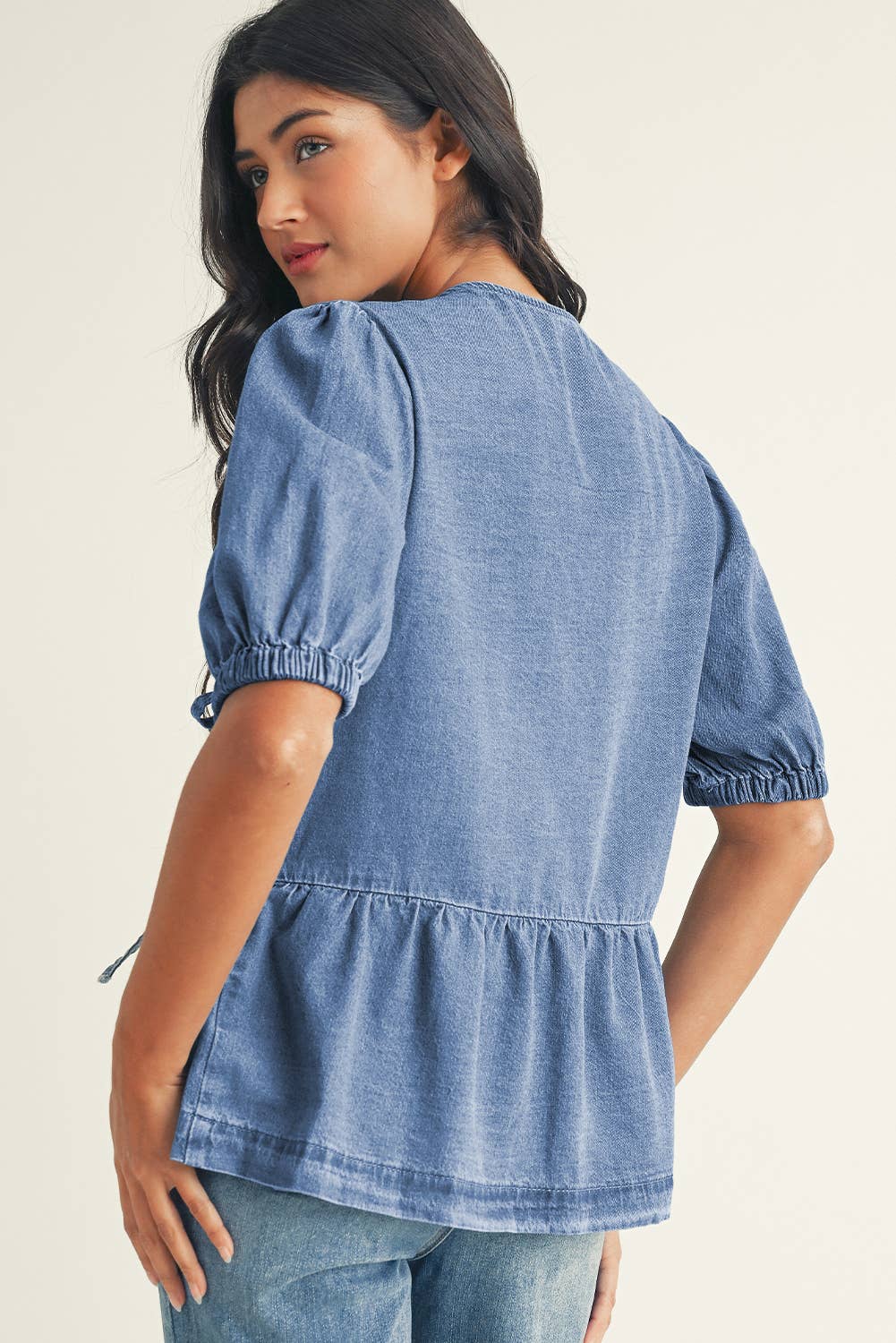 Hattie Peplum Denim Shirt