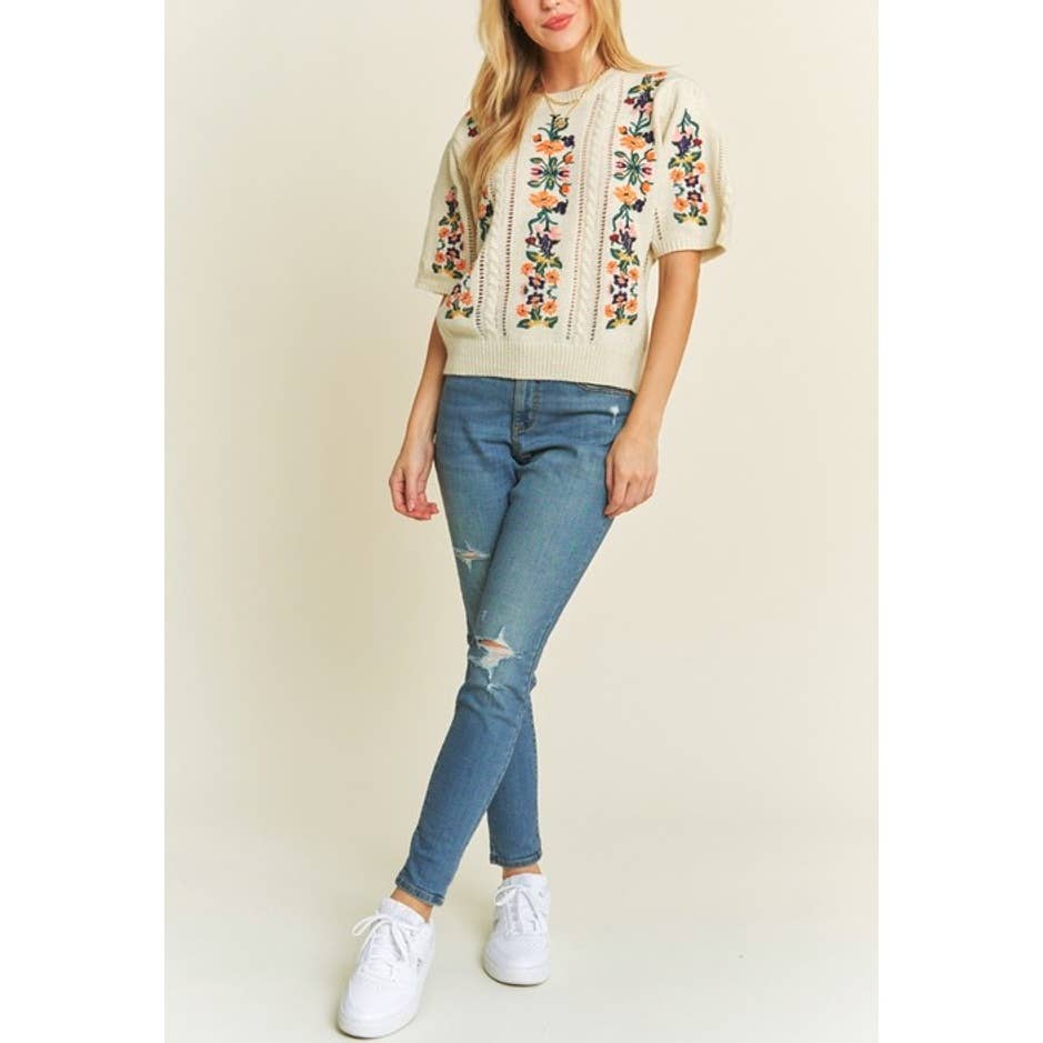 CUTEST FLORAL EMBROIDERY SWEATER
