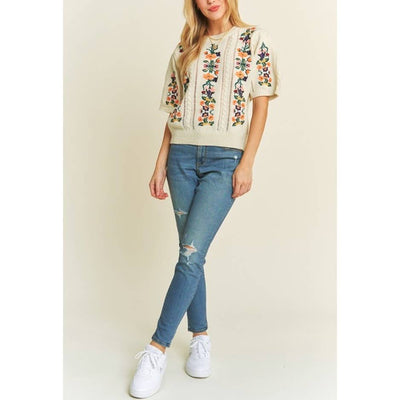 CUTEST FLORAL EMBROIDERY SWEATER