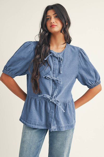 Hattie Peplum Denim Shirt