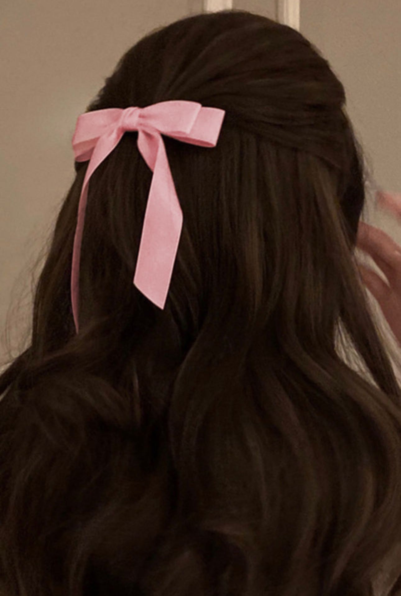 Pink Satin Bow Hair Clip
