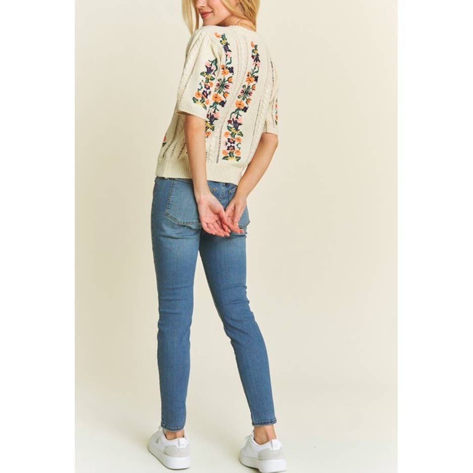CUTEST FLORAL EMBROIDERY SWEATER