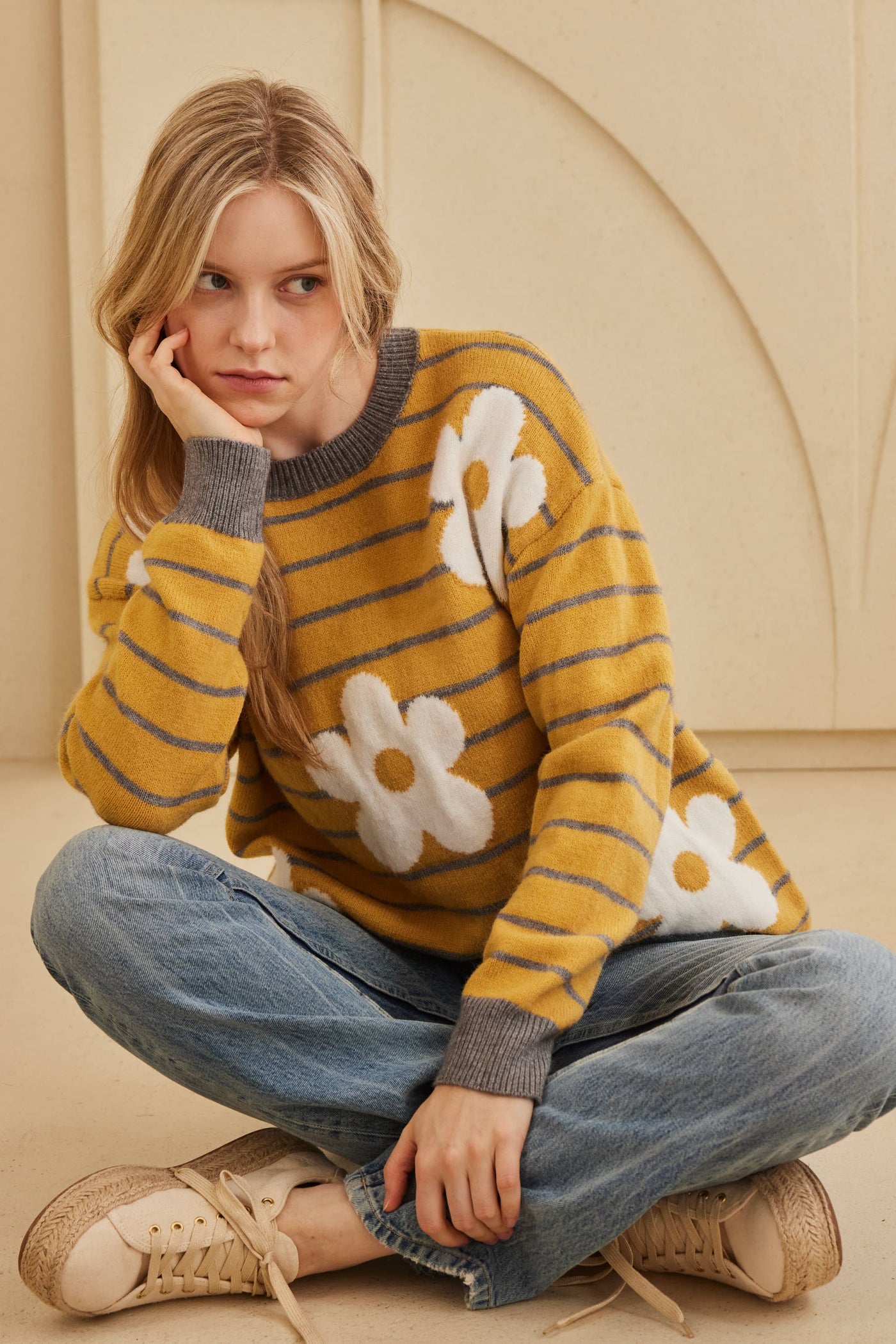 Josephine Daisy Patched Striped Sweater