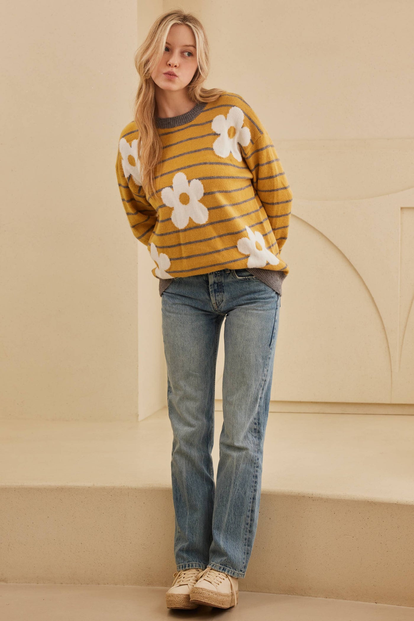 Josephine Daisy Patched Striped Sweater