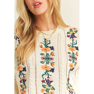 CUTEST FLORAL EMBROIDERY SWEATER