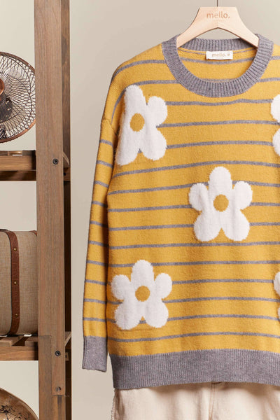 Josephine Daisy Patched Striped Sweater
