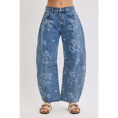 Floral Barrel Jeans