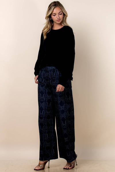 Western Boots Stitch Print Pants