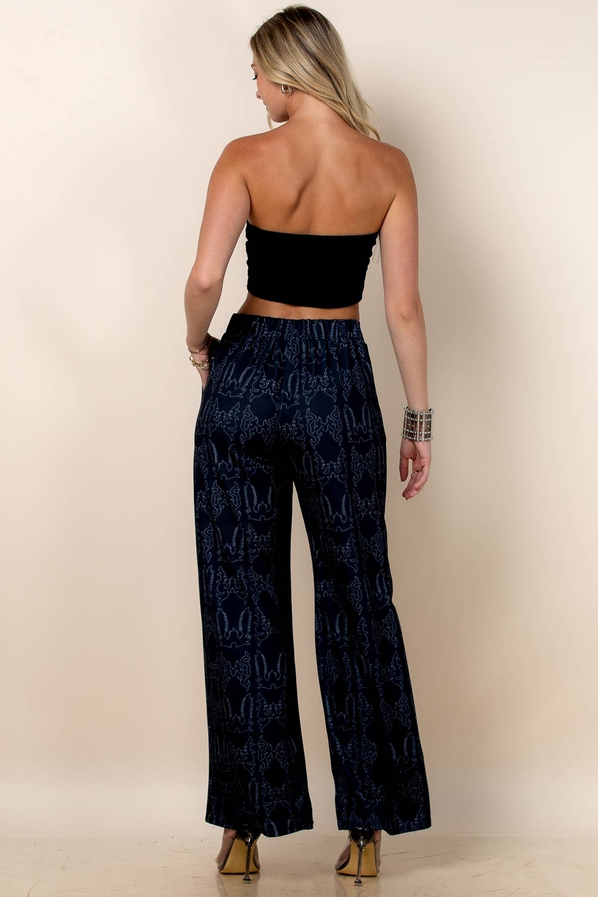 Western Boots Stitch Print Pants