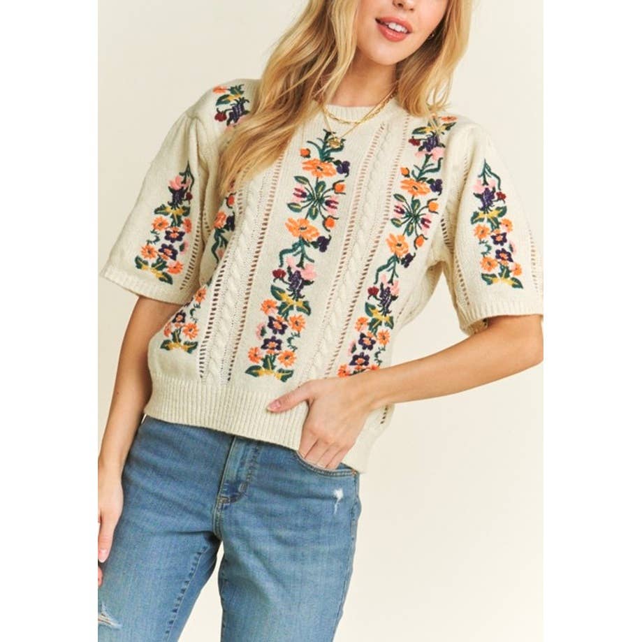 CUTEST FLORAL EMBROIDERY SWEATER
