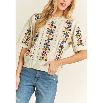 CUTEST FLORAL EMBROIDERY SWEATER