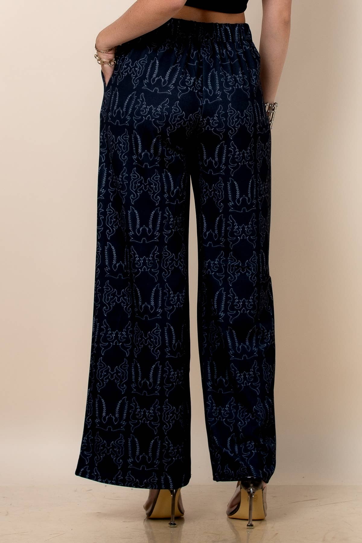 Western Boots Stitch Print Pants