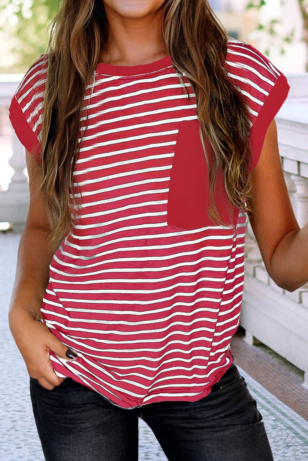 1 Berry Striped Top