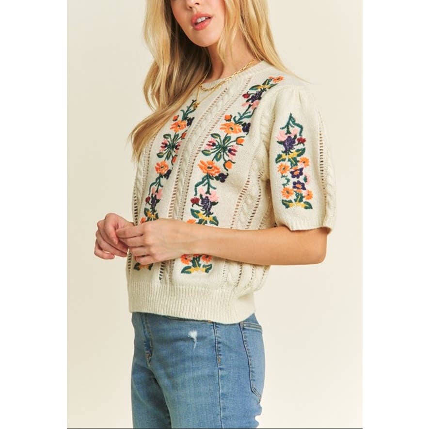 CUTEST FLORAL EMBROIDERY SWEATER