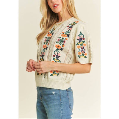 CUTEST FLORAL EMBROIDERY SWEATER