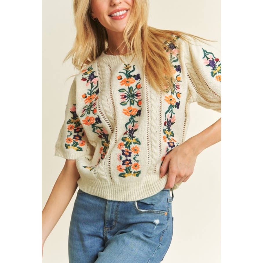 CUTEST FLORAL EMBROIDERY SWEATER