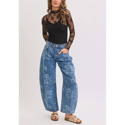 Floral Barrel Jeans