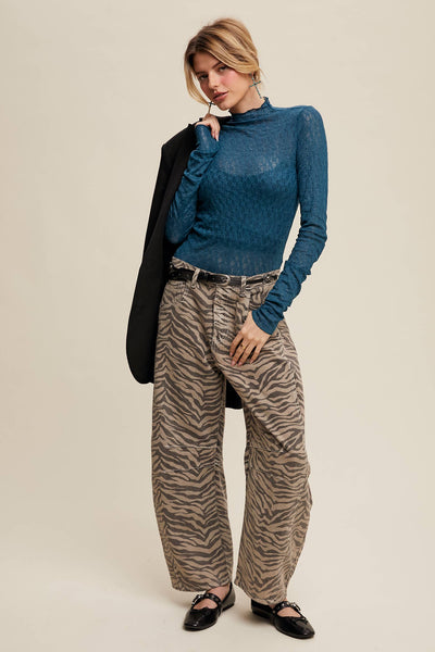 Zebra Print Barrel Jeans