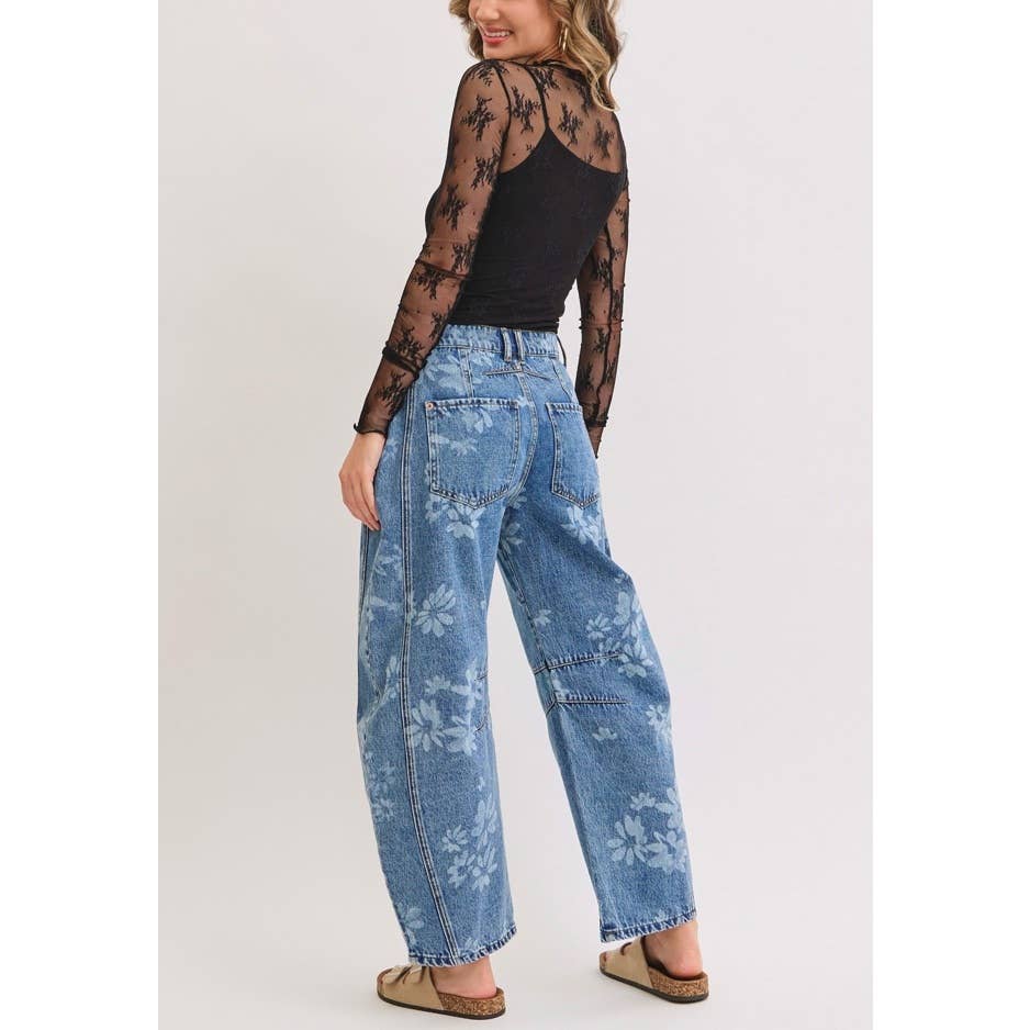 Floral Barrel Jeans