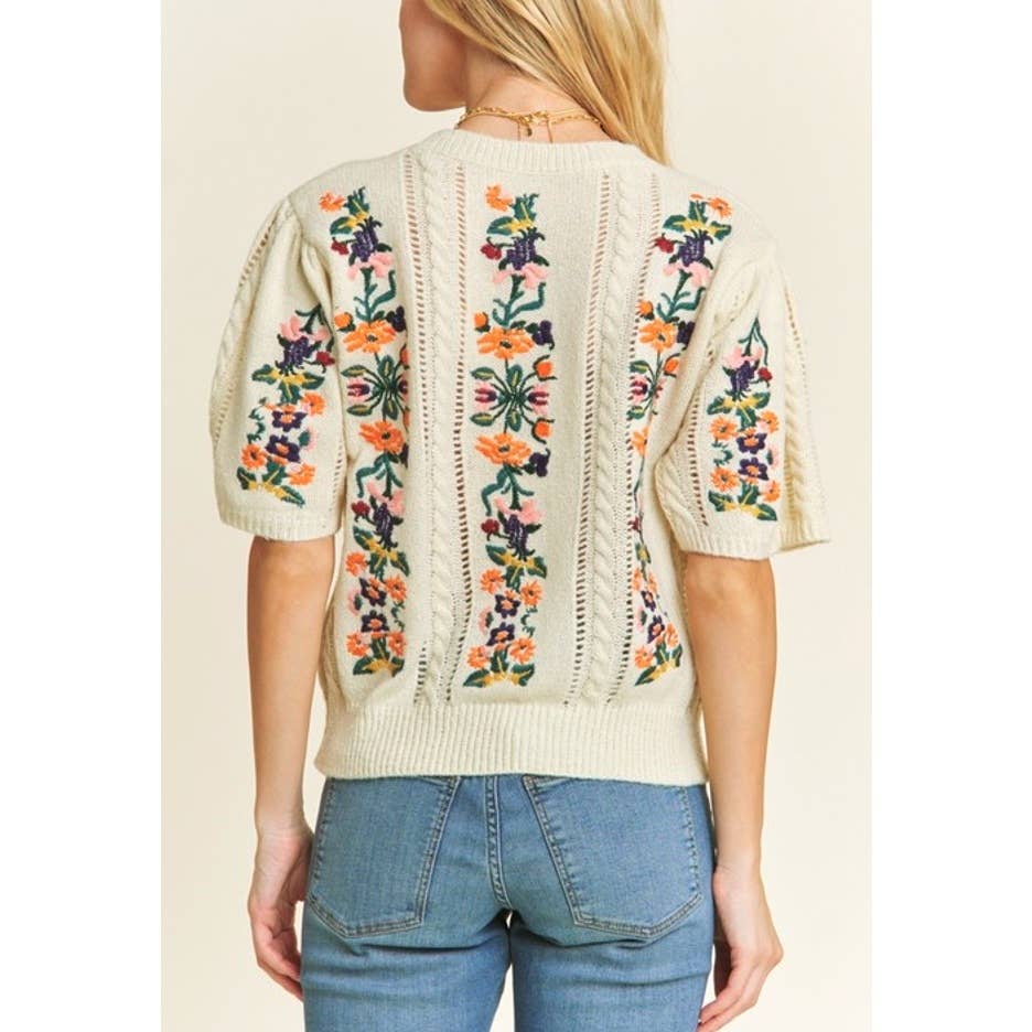 CUTEST FLORAL EMBROIDERY SWEATER