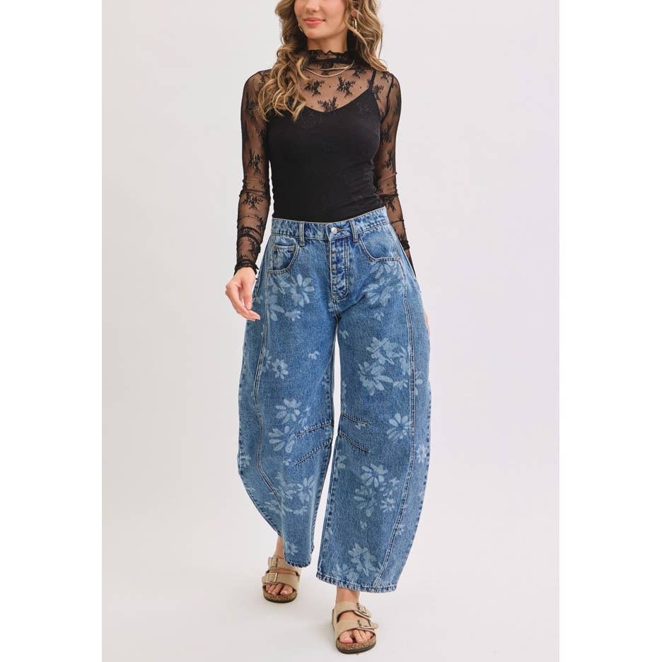 Floral Barrel Jeans