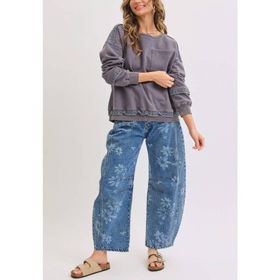 Floral Barrel Jeans